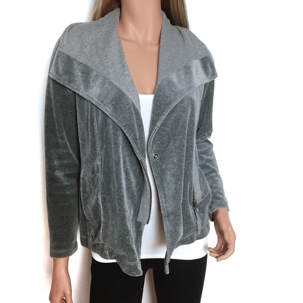 Eddie Bauer soft gray velour track jacket